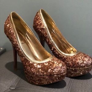 Rose Gold Sequined Heels